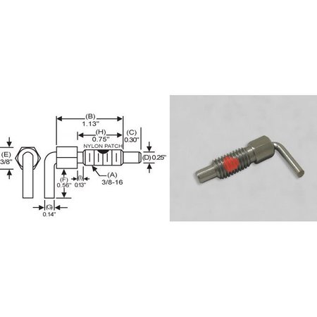 S & W MANUFACTURING L-Handle Lock, Nose P, 3/8-16", .75" SLNW-2